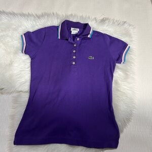 Lacoste polo shirt with a striped collar and mother-of-pearl buttons Youth Sz 40